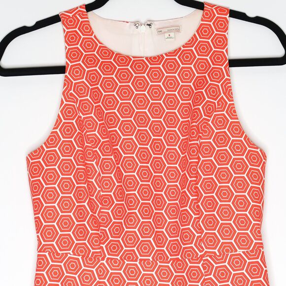 GAP Womens Mini Dress Size 0 Orange‎ Geometric Retro 60s Event Office - Picture 5 of 8
